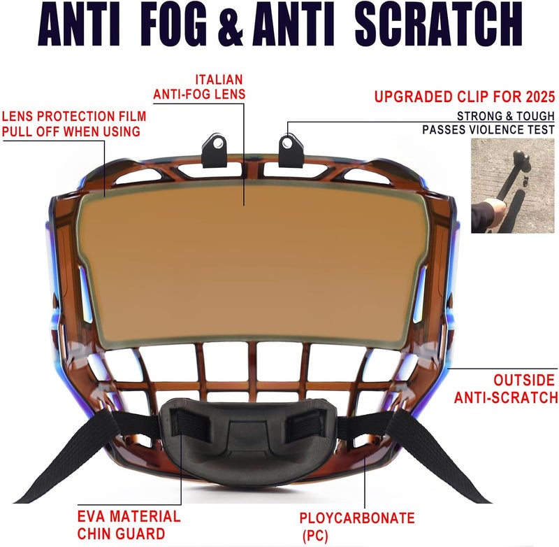 GY Hockey Full Face Shield Visor Senior Ice Hockey Helmet Face Shield Adult & Youth, Anti-Scratch/Anti-Fog/Ce Certified - Image 3